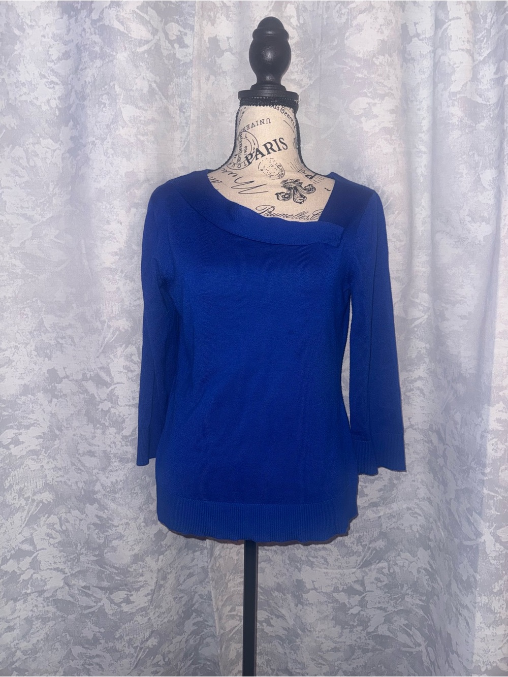 Women’s Royal Blue Asymmetric Neck Sweater